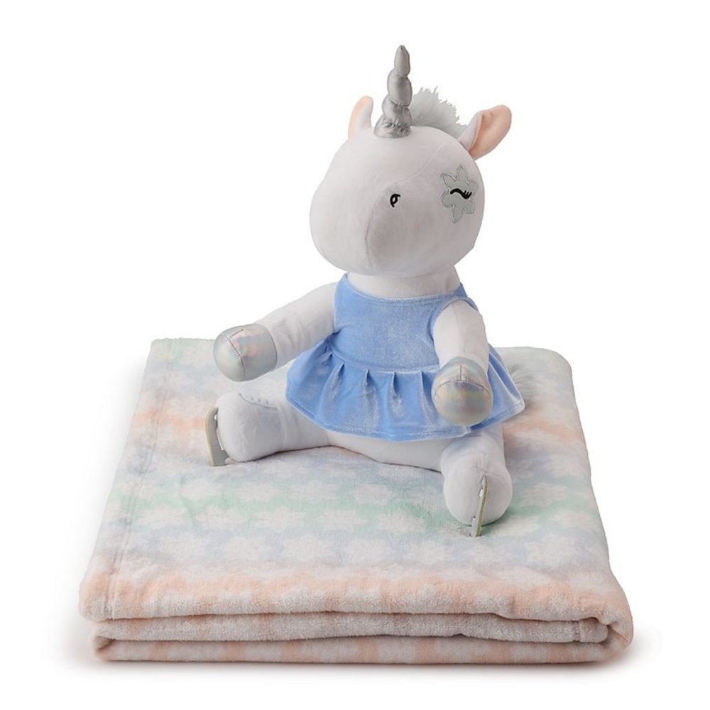 Sonoma White Plush Unicorn Lovey with Pastel Blanket